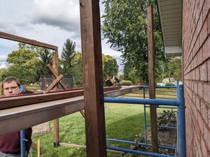 Modular catio frame under construction