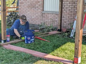 Veteran building outdoor cat enclosure