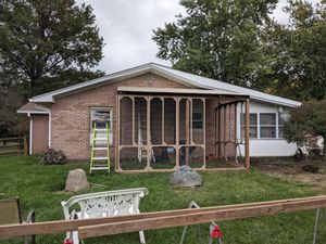 Brick home's outdoor catio construction