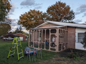 Outdoor cat enclosure under construction